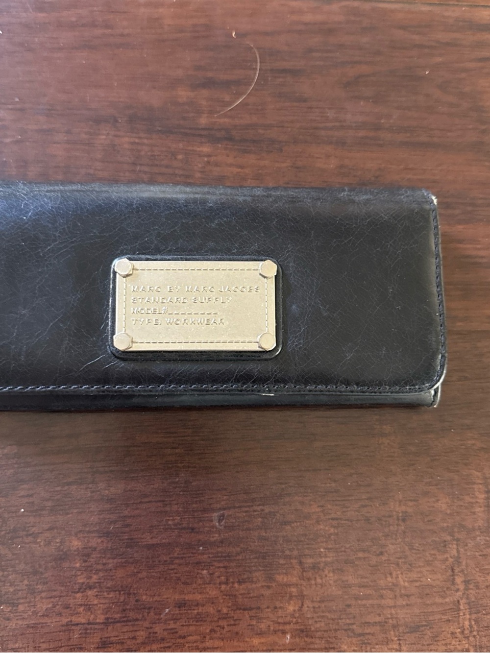 Marc by Marc Jacobs Black Leather Wallet with Silver Logo Plate